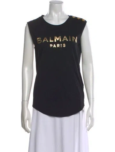Pre-owned Balmain Graphic Print Crew Neck Top In Multi