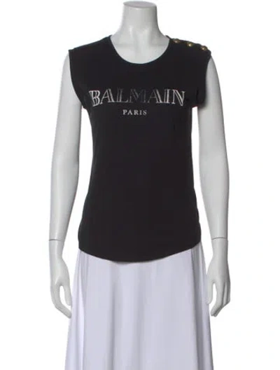 Pre-owned Balmain Graphic Print Crew Neck Top In Multi
