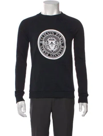 Pre-owned Balmain Graphic Print Crew Neck T-shirt In Black