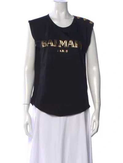 Pre-owned Balmain Graphic Print Crew Neck T-shirt In Black