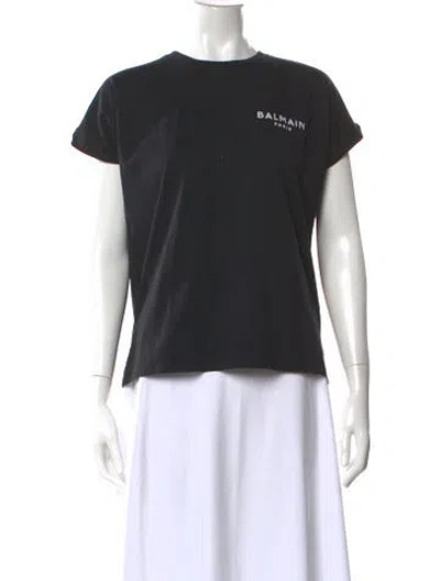 Pre-owned Balmain Graphic Print Crew Neck T-shirt In Black