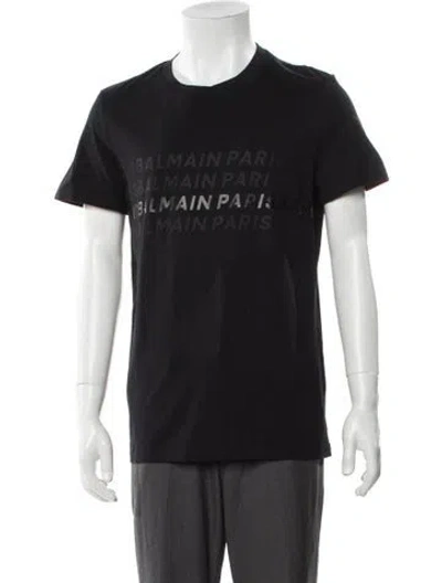 Pre-owned Balmain Graphic Print Crew Neck T-shirt In Black