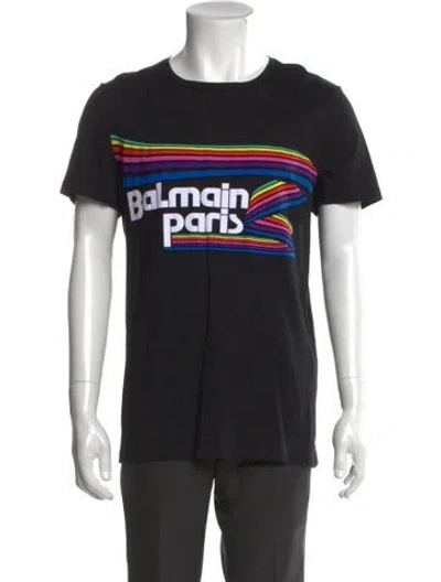 Pre-owned Balmain Graphic Print Crew Neck T-shirt In Black
