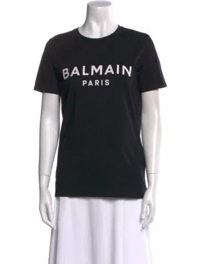 Pre-owned Balmain Graphic Print Crew Neck T-shirt In Black