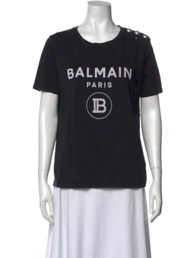 Pre-owned Balmain Graphic Print Crew Neck T-shirt In Black