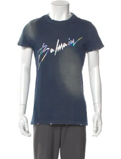 Pre-owned Balmain Graphic Print Crew Neck T-shirt In Black