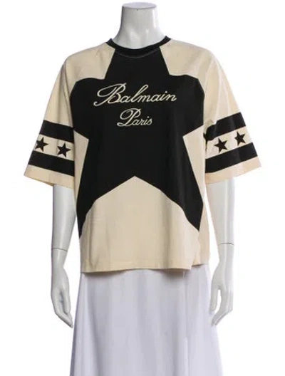 Pre-owned Balmain Graphic Print Crew Neck T-shirt In Black