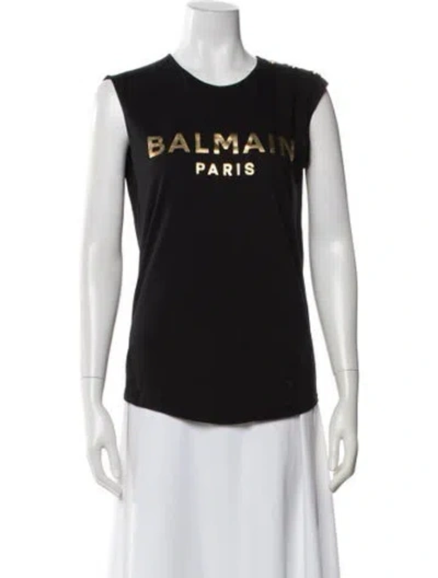 Pre-owned Balmain Graphic Print Crew Neck T-shirt In Black