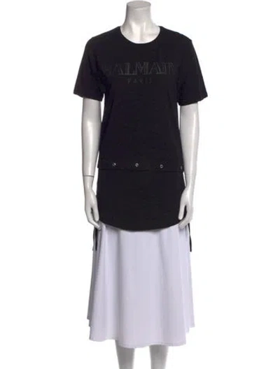 Pre-owned Balmain Graphic Print Crew Neck T-shirt In Black
