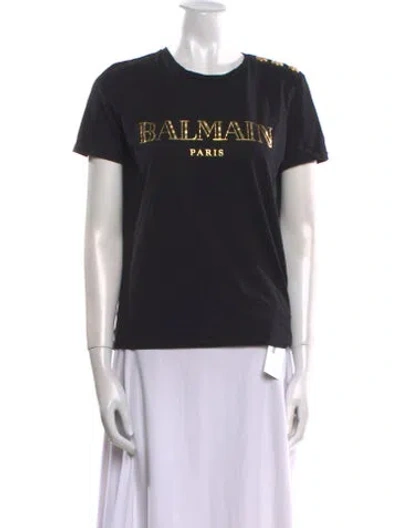 Pre-owned Balmain Graphic Print Crew Neck T-shirt In Black