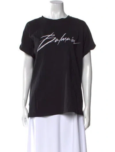 Pre-owned Balmain Graphic Print Crew Neck T-shirt In Black
