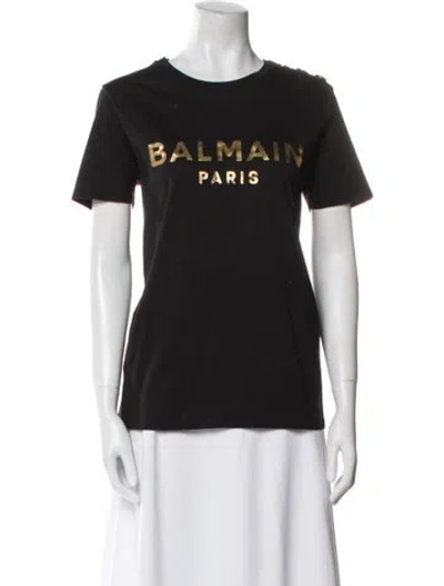 Pre-owned Balmain Graphic Print Crew Neck T-shirt In Black