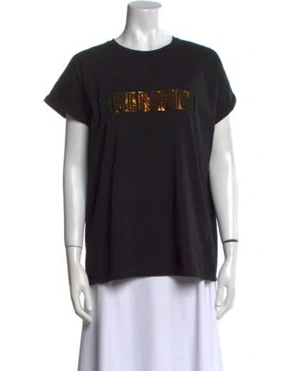 Pre-owned Balmain Graphic Print Crew Neck T-shirt In Black