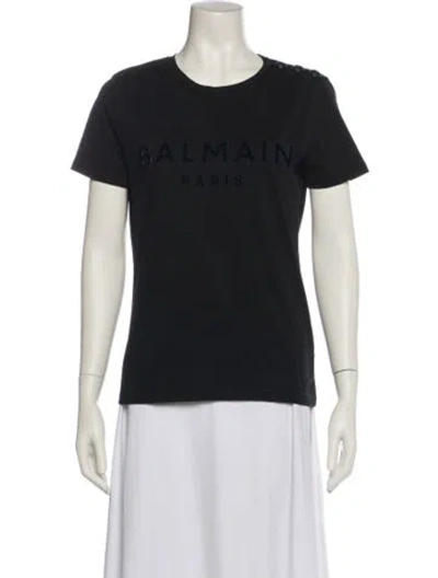 Pre-owned Balmain Graphic Print Crew Neck T-shirt In Black