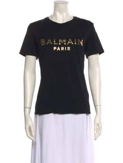 Pre-owned Balmain Graphic Print Crew Neck T-shirt In Black