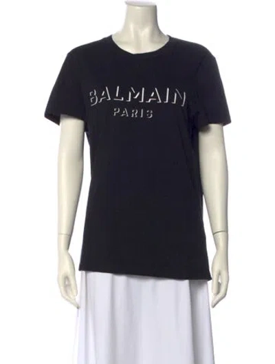 Pre-owned Balmain Graphic Print Crew Neck T-shirt In Black