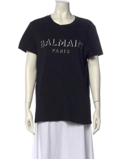 Pre-owned Balmain Graphic Print Crew Neck T-shirt In Black