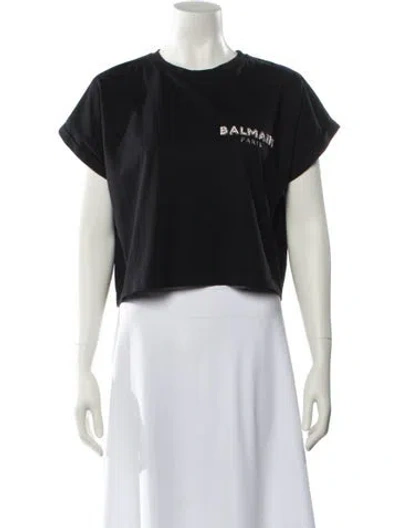 Pre-owned Balmain Graphic Print Crew Neck T-shirt In Black