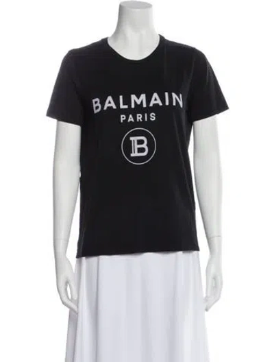 Pre-owned Balmain Graphic Print Crew Neck T-shirt In Black