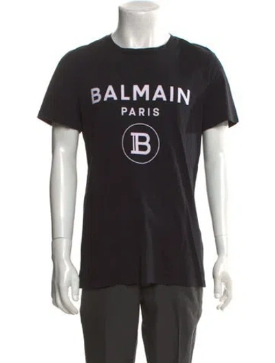 Pre-owned Balmain Graphic Print Crew Neck T-shirt In Black