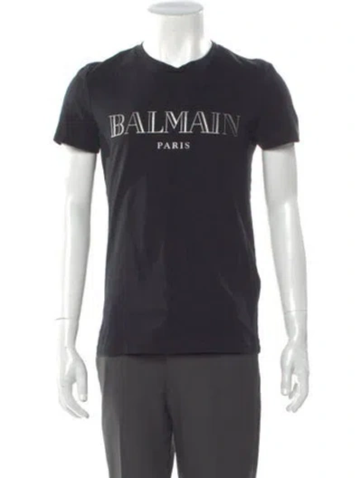 Pre-owned Balmain Graphic Print Crew Neck T-shirt In Black