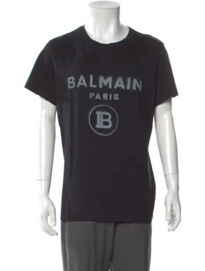 Pre-owned Balmain Graphic Print Crew Neck T-shirt In Black