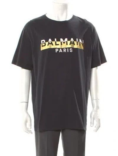 Pre-owned Balmain Graphic Print Crew Neck T-shirt In Black
