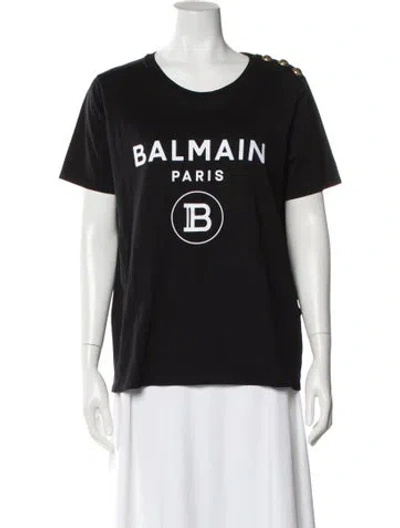 Pre-owned Balmain Graphic Print Crew Neck T-shirt In Black