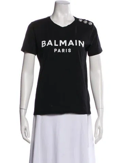 Pre-owned Balmain Graphic Print Crew Neck T-shirt In Black