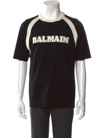 Pre-owned Balmain Graphic Print Crew Neck T-shirt In Black