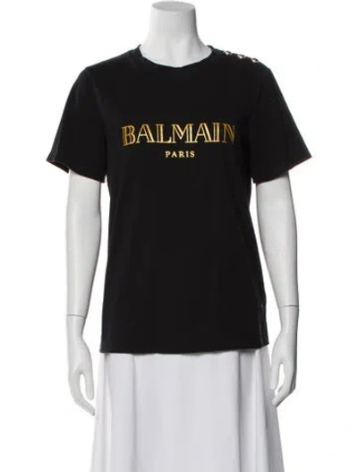 Pre-owned Balmain Graphic Print Crew Neck T-shirt In Black