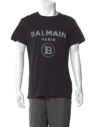 Pre-owned Balmain Graphic Print Crew Neck T-shirt In Black