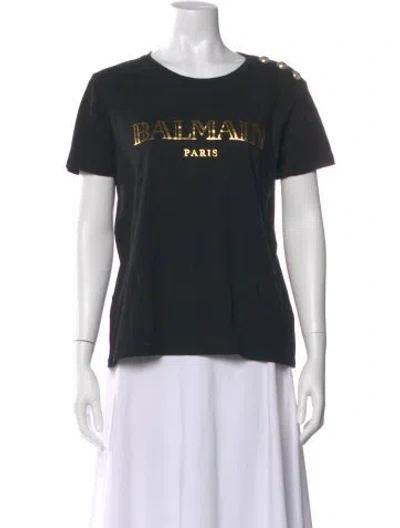 Pre-owned Balmain Graphic Print Crew Neck T-shirt In Black