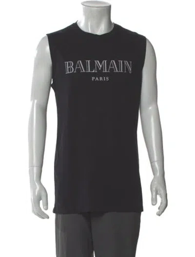 Pre-owned Balmain Graphic Print Crew Neck T-shirt In Black