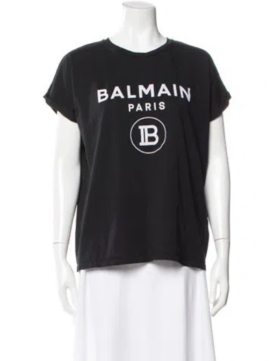 Pre-owned Balmain Graphic Print Crew Neck T-shirt In Black