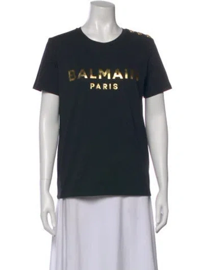Pre-owned Balmain Graphic Print Crew Neck T-shirt In Black