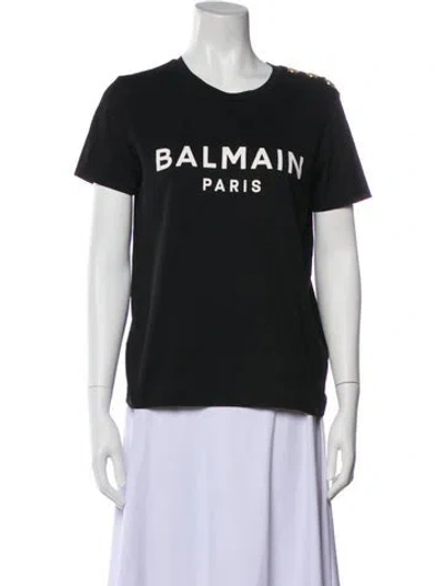 Pre-owned Balmain Graphic Print Crew Neck T-shirt In Black