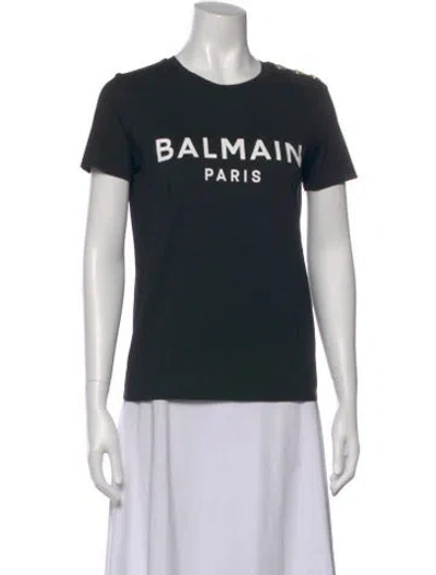 Pre-owned Balmain Graphic Print Crew Neck T-shirt In Black