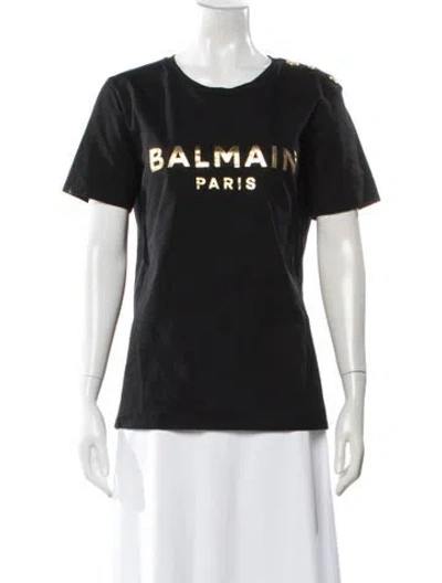 Pre-owned Balmain Graphic Print Crew Neck T-shirt In Black