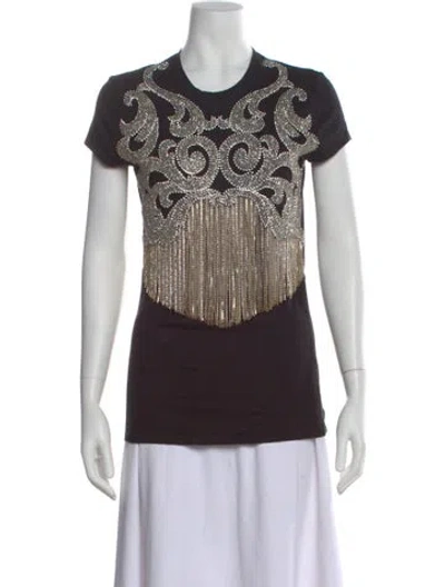 Pre-owned Balmain Graphic Print Crew Neck T-shirt In Black