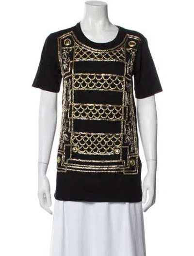 Pre-owned Balmain Graphic Print Crew Neck T-shirt In Black