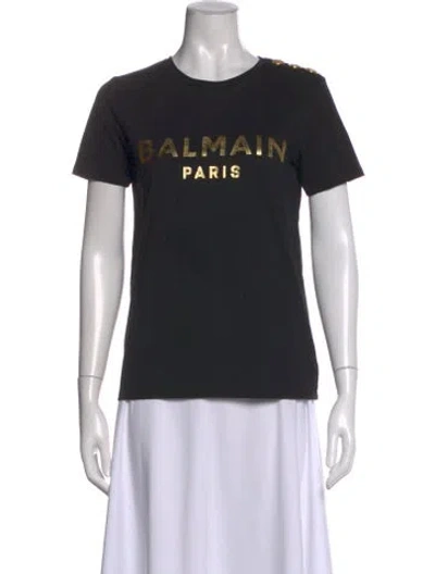 Pre-owned Balmain Graphic Print Crew Neck T-shirt In Black