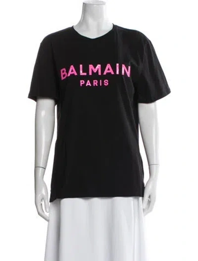 Pre-owned Balmain Graphic Print Crew Neck T-shirt In Black