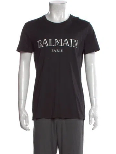 Pre-owned Balmain Graphic Print Crew Neck T-shirt In Black
