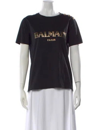 Pre-owned Balmain Graphic Print Crew Neck T-shirt In Black