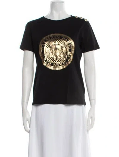 Pre-owned Balmain Graphic Print Crew Neck T-shirt In Black