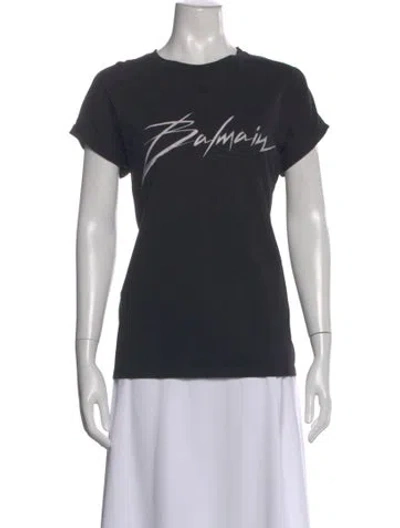 Pre-owned Balmain Graphic Print Crew Neck T-shirt In Black