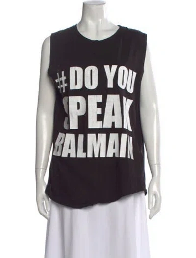 Pre-owned Balmain Graphic Print Crew Neck T-shirt In Black