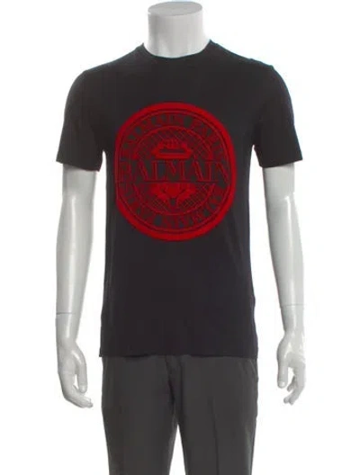 Pre-owned Balmain Graphic Print Crew Neck T-shirt In Black