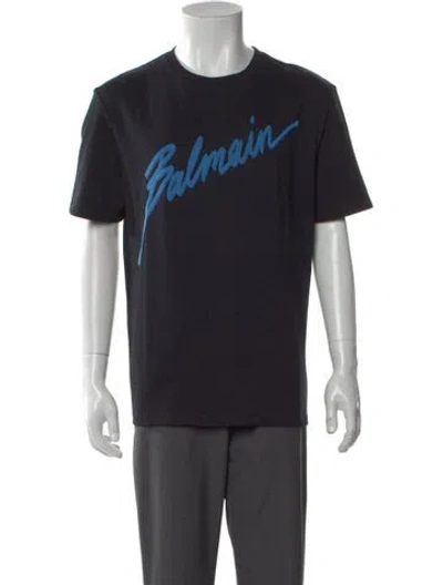 Pre-owned Balmain Graphic Print Crew Neck T-shirt In Black
